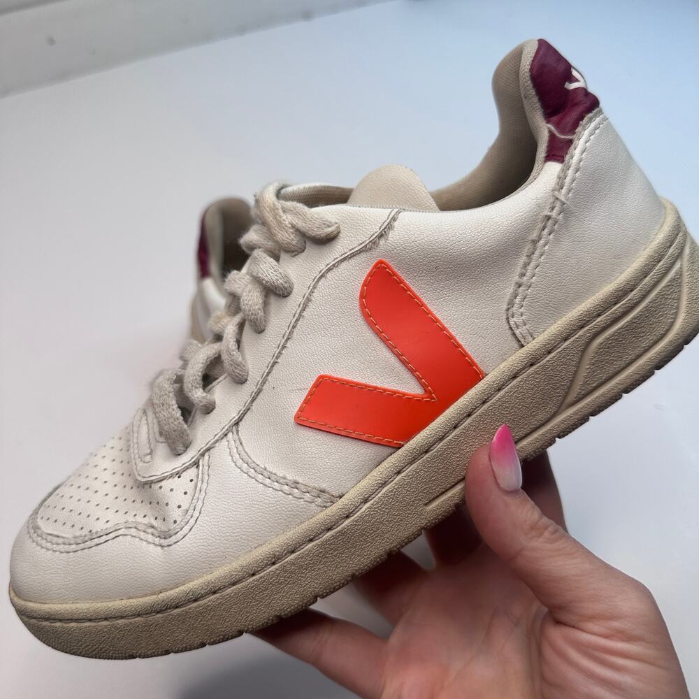 VEJA V-10 CWL Orange White Sneakers